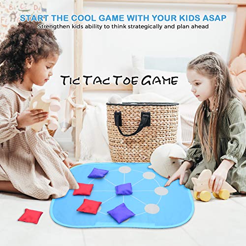 Bean Bag Toss Game Toy for 2 3 4 5 Year Old, Indoor Outdoor Collapsible Three-Sided Game Sets for Toddlers Kids Ages 4-8, Birthday Gift for Boys Girls, Include 8-Beanbags 6-Sticky Balls (Blue) - Image 5