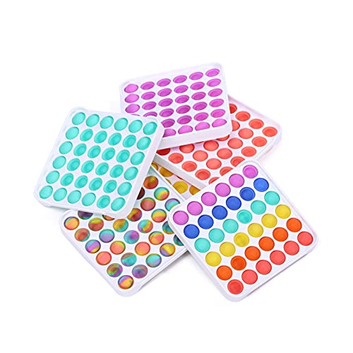 WKDM Fidget-Toys-Packs - Push Pop Bubble Fidget Sensory Toys - Board Game for Kids and Adults to Relieve Anxiety and Stress, Rainbow Silicone Fingertip Squeeze Toys 2 Pack (Square + Round) - Image 5