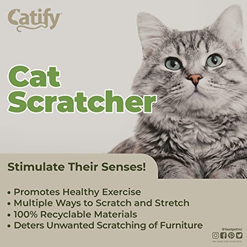 Best Pet Supplies Corrugated Cardboard Cat Scratcher Refill Pads, Lounger, and Fun Interactive Scratching Boards, Claw Safe, Durable, Natural Recycled Materials, Supports Active Play - Cat-Shape - Image 4