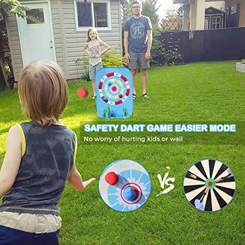 Bean Bag Toss Game Toy for 2 3 4 5 Year Old, Indoor Outdoor Collapsible Three-Sided Game Sets for Toddlers Kids Ages 4-8, Birthday Gift for Boys Girls, Include 8-Beanbags 6-Sticky Balls (Blue) - Image 6