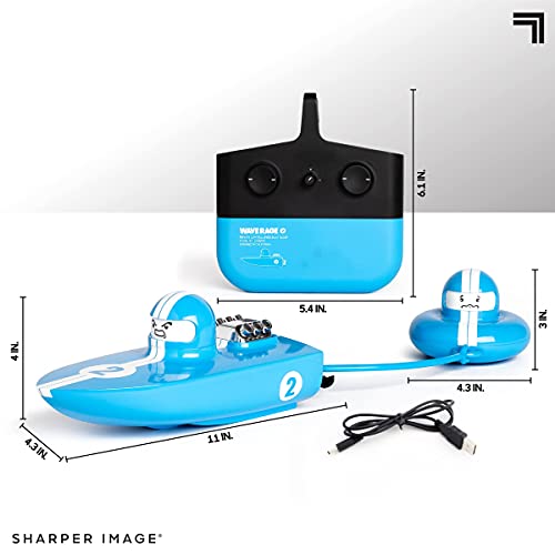 The SHARPER IMAGE RC Wave Rage, Wireless Rechargeable Bumper Boat with Tow Rider - Blue - Image 3