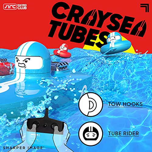 The SHARPER IMAGE RC Wave Rage, Wireless Rechargeable Bumper Boat with Tow Rider - Blue - Image 7